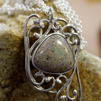 LA Opal Silver Pendant with Scroll Wire Work - F352.  *