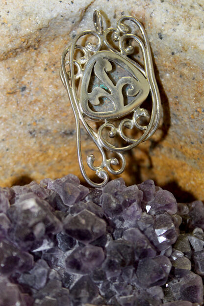 LA Opal Silver Pendant with Scroll Wire Work - F352.  * - Image 5