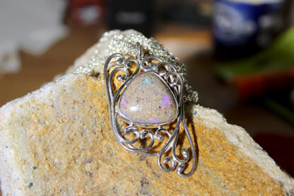 LA Opal Silver Pendant with Scroll Wire Work - F352.  * - Image 3