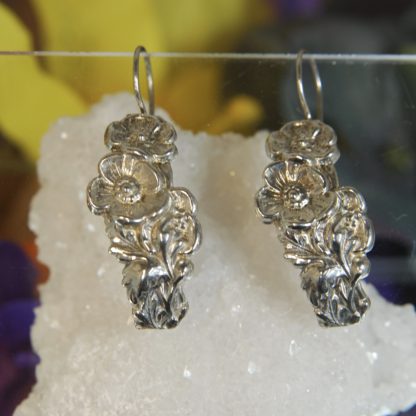 Silver Flower Earrings - Polished - RJ117.  * - Image 2