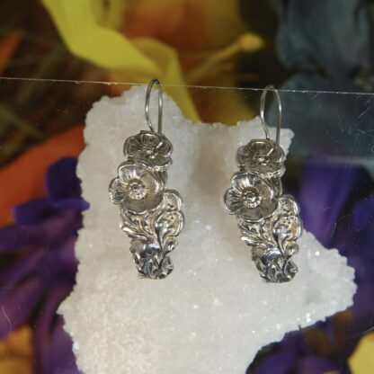 Silver Flower Earrings - Polished - RJ117.  * - Image 5