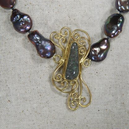 Freeform Black Louisiana Opal Necklace -  LA100.  * - Image 2