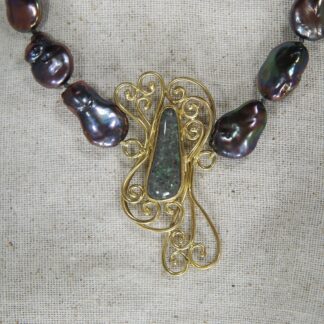 Freeform Black Louisiana Opal Necklace -  LA100.  *