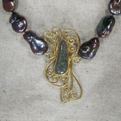 Freeform Black Louisiana Opal Necklace -  LA100.  *