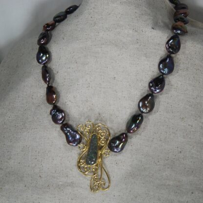 Freeform Black Louisiana Opal Necklace -  LA100.  * - Image 6