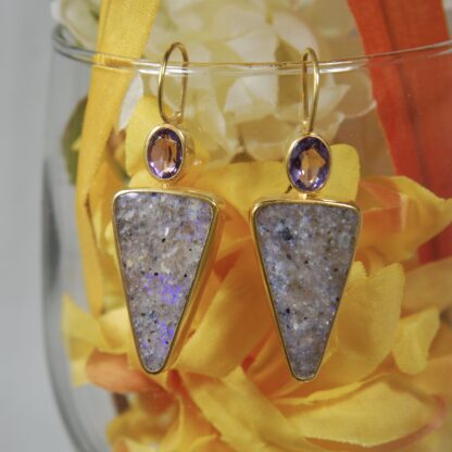 Vermeil LA Opal - Amethyst Earrings - LA103.  * - Image 2