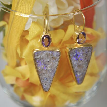 Vermeil LA Opal - Amethyst Earrings - LA103.  * - Image 3