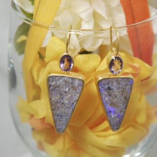 Vermeil LA Opal - Amethyst Earrings - LA103.  *
