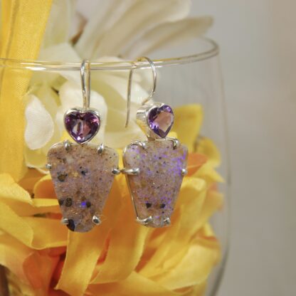 Louisiana Opal - Amethyst Earrings -  LA104.  * - Image 2