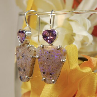 Louisiana Opal - Amethyst Earrings -  LA104.  * - Image 4