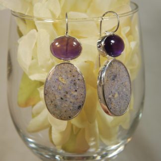 Large LA Opal / Amethyst Earrings - LA105.   *