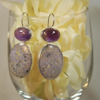 Large LA Opal / Amethyst Earrings - LA105.   * - Image 3