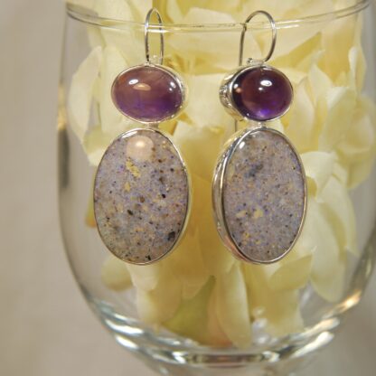Large LA Opal / Amethyst Earrings - LA105.   * - Image 4