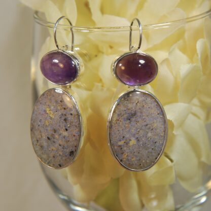 Large LA Opal / Amethyst Earrings - LA105.   * - Image 7