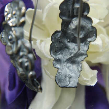 Silver Flower Earrings - Oxidized -  RJ101.  * - Image 4