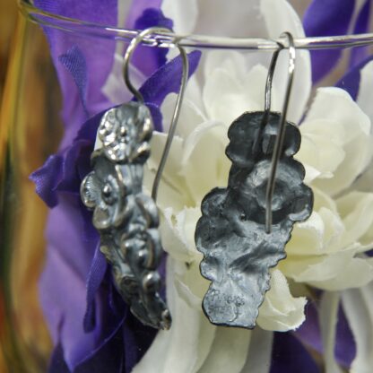 Silver Flower Earrings - Oxidized -  RJ101.  * - Image 5