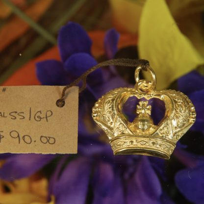 Sterling Silver-Gold Plated Crown Pendant -  RJ103. * - Image 2
