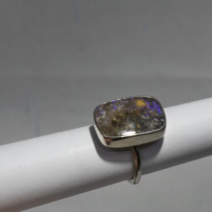 Purple Flashes Rectangle LA Opal Ring -  LA237.  * - Image 2