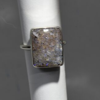 Rectangle LA Opal Ring with Green Flashes - LA231.  *