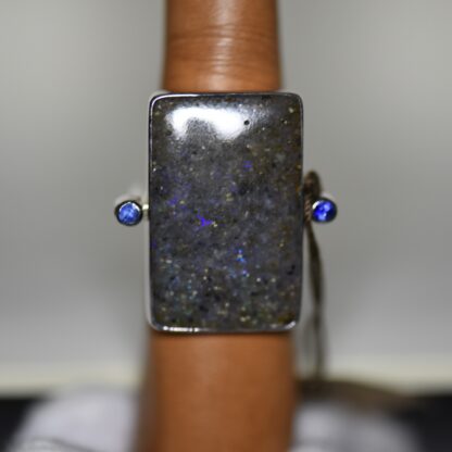 Rectangle LA Opal Ring with Sapphires - LA188. * - Image 3