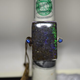 Rectangle LA Opal Ring with Sapphires - LA188. *