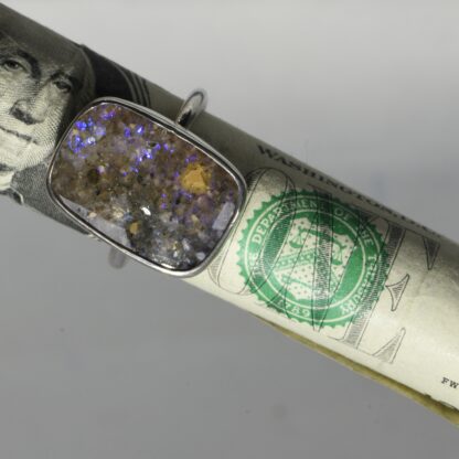 Purple Flashes Rectangle LA Opal Ring -  LA237.  * - Image 3