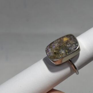 Purple Flashes Rectangle LA Opal Ring -  LA237.  *