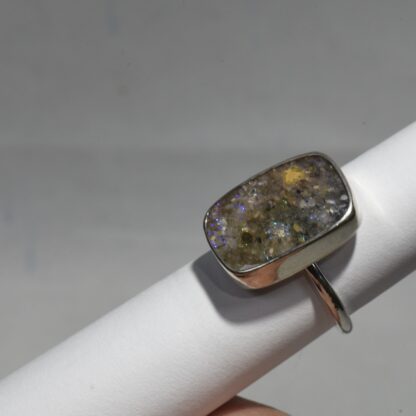 Purple Flashes Rectangle LA Opal Ring -  LA237.  *
