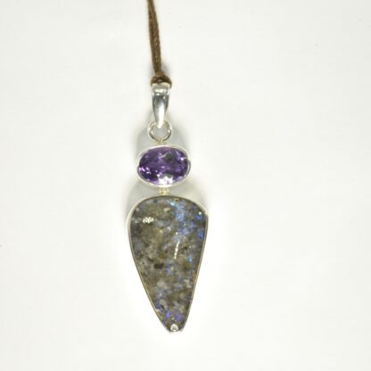 Tear Drop LA Opal - Amethyst Pendant - LA493.  * - Image 5