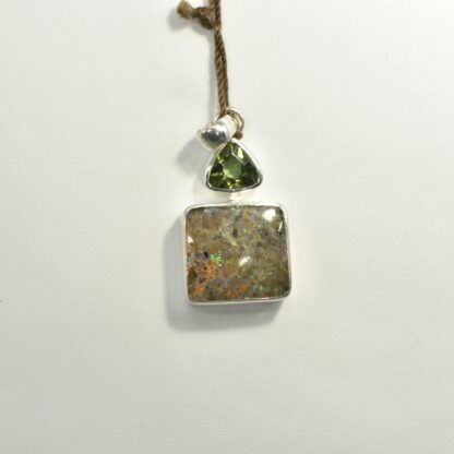 Square LA Opal / Green Tourmaline Pendant - LA491.  * - Image 3