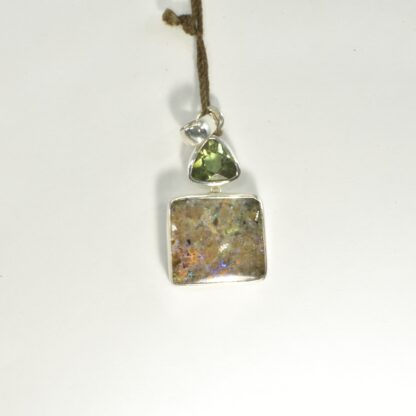 Square LA Opal / Green Tourmaline Pendant - LA491.  * - Image 2