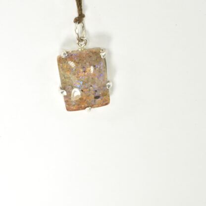 Rectangle, Rusty Brown Base LA Opal Pendant - LA494.  * - Image 5