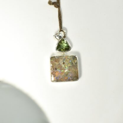 Square LA Opal / Green Tourmaline Pendant - LA491.  * - Image 6