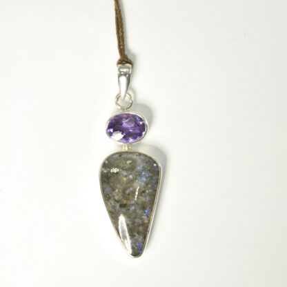 Tear Drop LA Opal - Amethyst Pendant - LA493.  * - Image 3