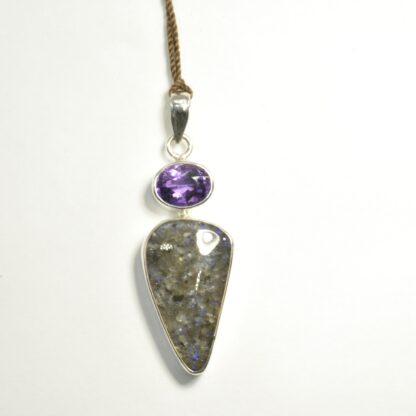 Tear Drop LA Opal - Amethyst Pendant - LA493.  * - Image 4