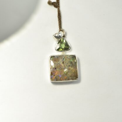 Square LA Opal / Green Tourmaline Pendant - LA491.  * - Image 5