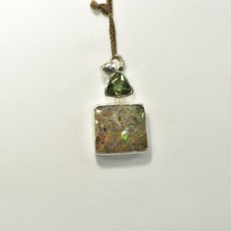 Square LA Opal / Green Tourmaline Pendant - LA491.  *