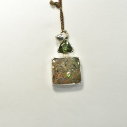 Square LA Opal / Green Tourmaline Pendant - LA491.  *
