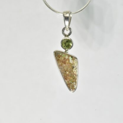 Triangle LA Opal - Peridot Necklace - LA512.  * - Image 2