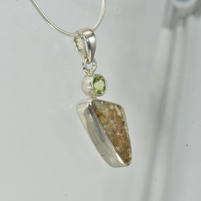 Triangle LA Opal - Peridot Necklace - LA512.  * - Image 5