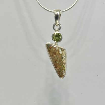 Triangle LA Opal - Peridot Necklace - LA512.  * - Image 3